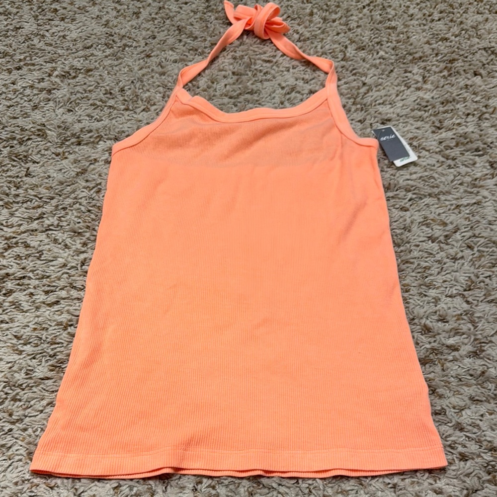NWT. Aerie ribbed Orange/peach Halter Neck Top. Size M